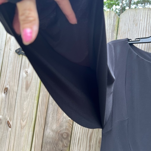 RALPH LAUREN Little Black Cocktail Dress Ruched waist Split Sleeve size 8 - Picture 3 of 13